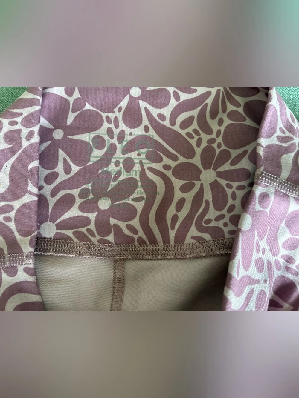 ALO Yoga Mauve and Cream Floral Bike Shorts